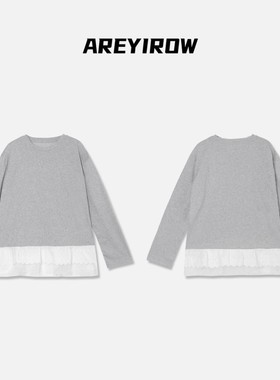 【Wang.小宁】AR重工蕾丝花边宽松圆领长袖T恤H08168CT251