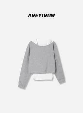 【】设计师款露肩层次感假两件卫衣 H07026WT251