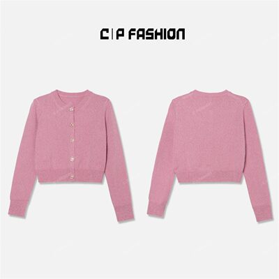 AR |粉色小香风短款长袖开衫毛衣J71202MY243