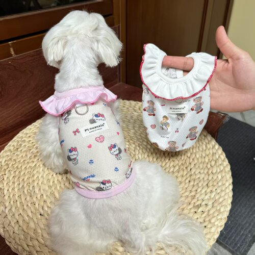 宠物猫小型犬冰丝衣服可牵引背心