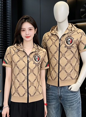 2026夏季新款男潮流时尚休闲拉链小蜜蜂印花短袖薄款修身T恤百搭
