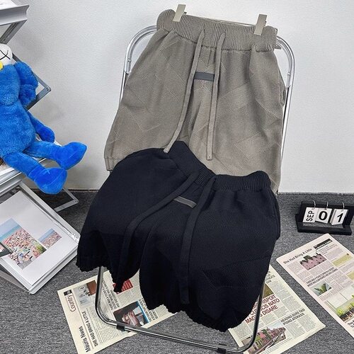 新款男系带直筒阔腿沙滩短裤夏季百搭慵懒风软糯ins针织休闲短裤