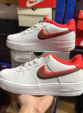 Nike耐克Air Force 1空军一号AF1红黑双钩女子休闲板鞋CW1574-101