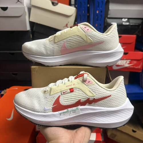 Nike/耐克AIR ZOOM PEGASUS 40白红舒适运动低帮跑步鞋FZ5059-121