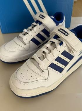 阿迪达斯三叶草FORUM LOW女子低帮运动鞋黑白魔术贴板鞋 FY7974