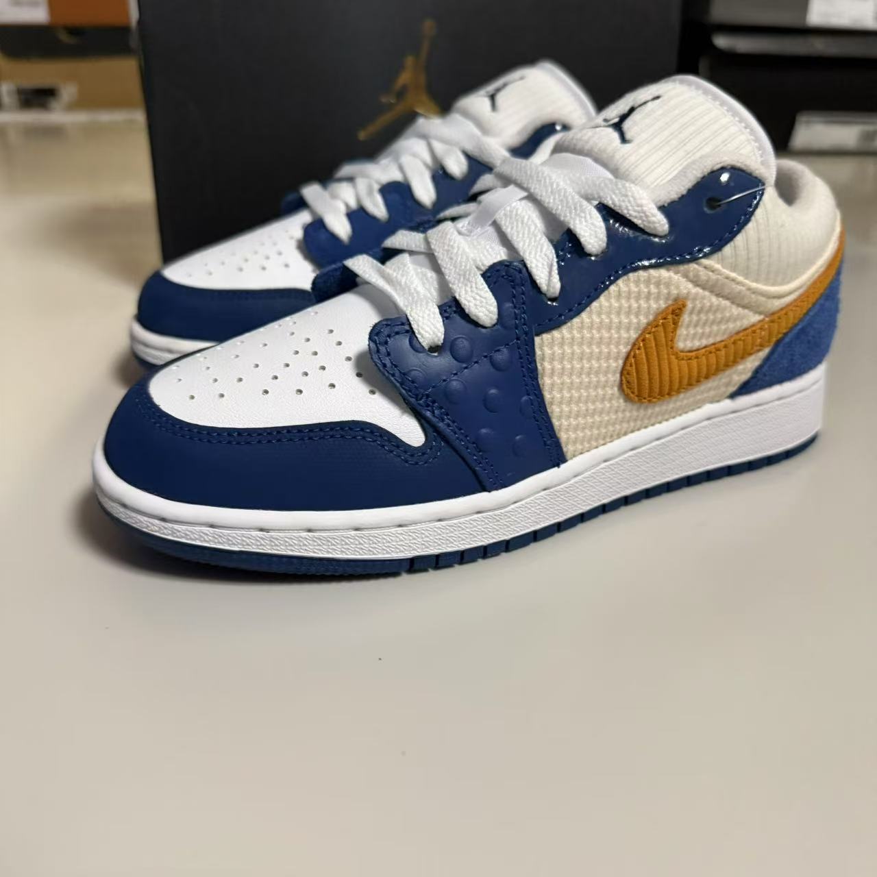 Air Jordan 1 Low GS AJ1女鞋蓝黄 低帮复古休闲篮球鞋DR6960-400