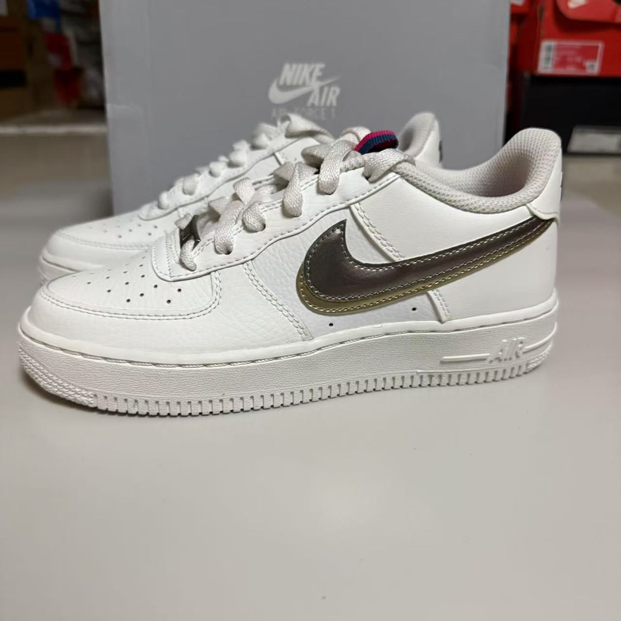 Nike Air Force 1 GS AF1 白金银双钩低帮休闲运动板鞋DH9595-001