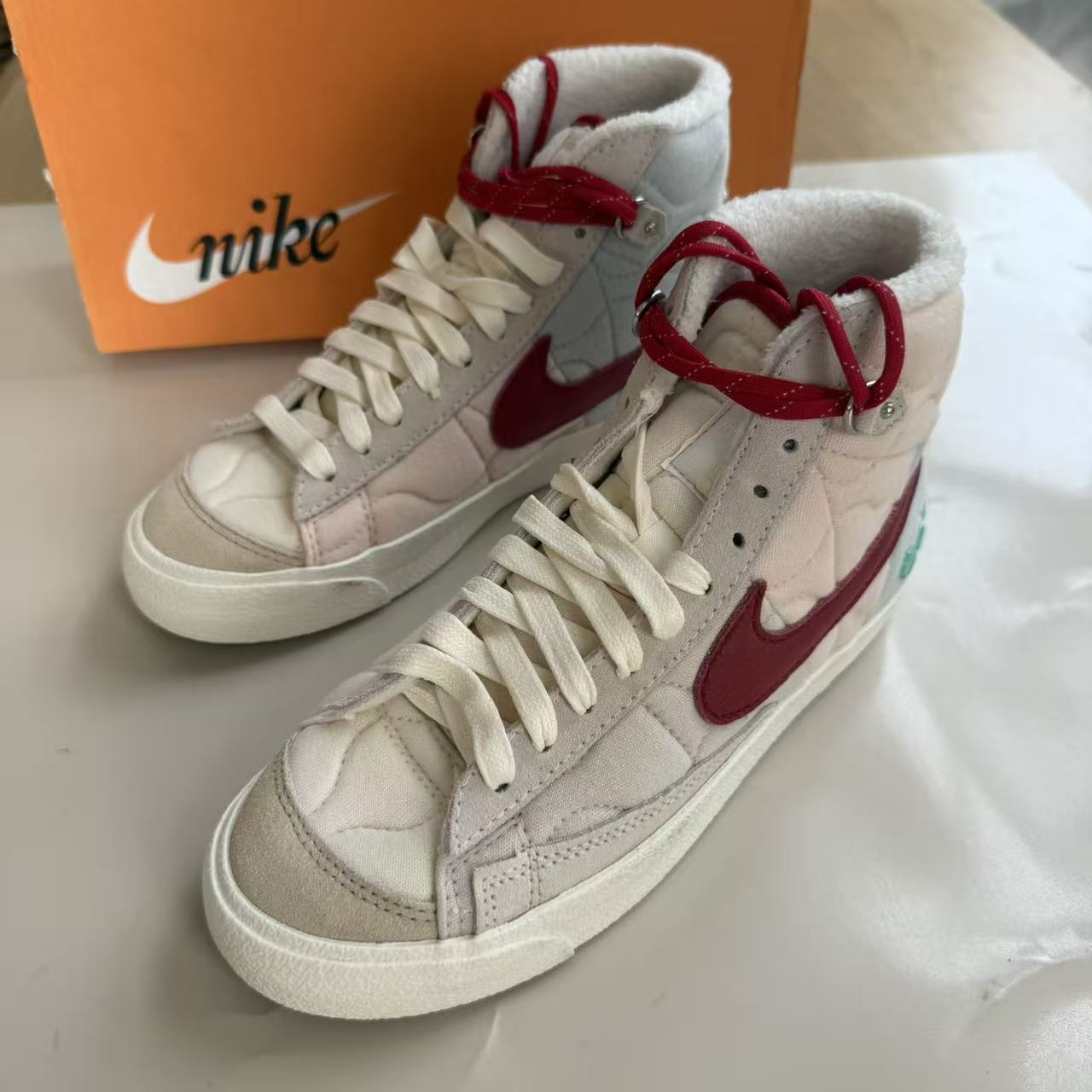 Nike耐克BLAZER MID开拓者女鞋绑带板鞋 中国玉 休闲鞋DQ5360-181