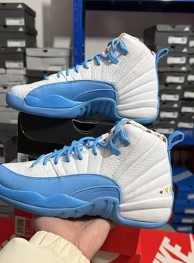 Nike耐克AirJordan 12GS女高帮白蓝复古运动休闲篮球鞋DQ4365-114