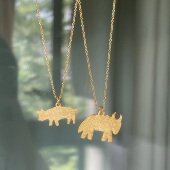 可爱田园 西班牙apres金色小猪牛动物吊坠项链小众文艺精致灵动