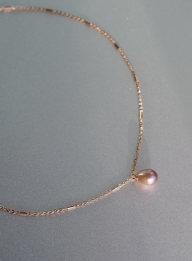 迷人微光。天然粉紫色珍珠玫瑰金细项链简约精致百搭优雅气质时髦