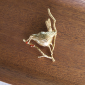 复古金色动物小鸟红宝石胸针时髦vintage风格 无情清仓 高级感