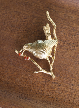 【无情清仓】复古金色动物小鸟红宝石胸针时髦vintage风格高级感