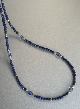 心动的蓝。清新蓝色青金石切面石串珠项链时髦简约氛围感叠戴百搭