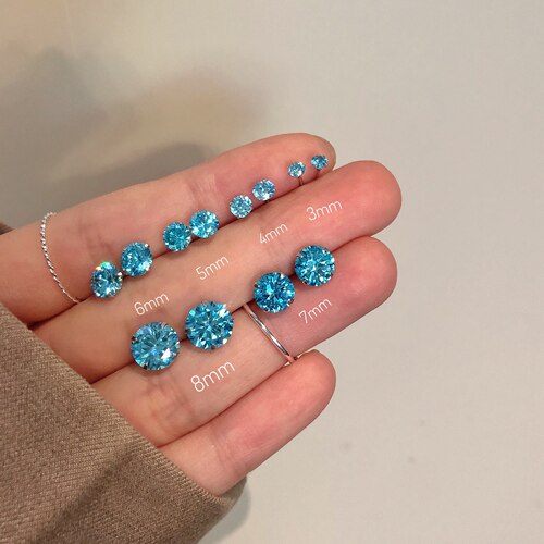 925纯银锆石男女敲闪海蓝锆