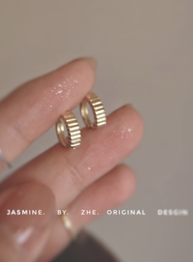 纯银时髦好质感罗马圈耳环小众冷淡风耳圈养耳洞男女办公室耳骨圈