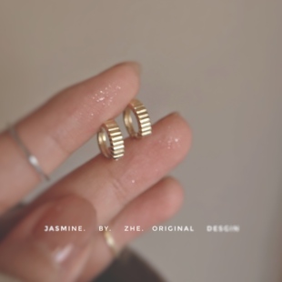 纯银时髦好质感罗马圈耳环小众冷淡风耳圈养耳洞男女办公室耳骨圈