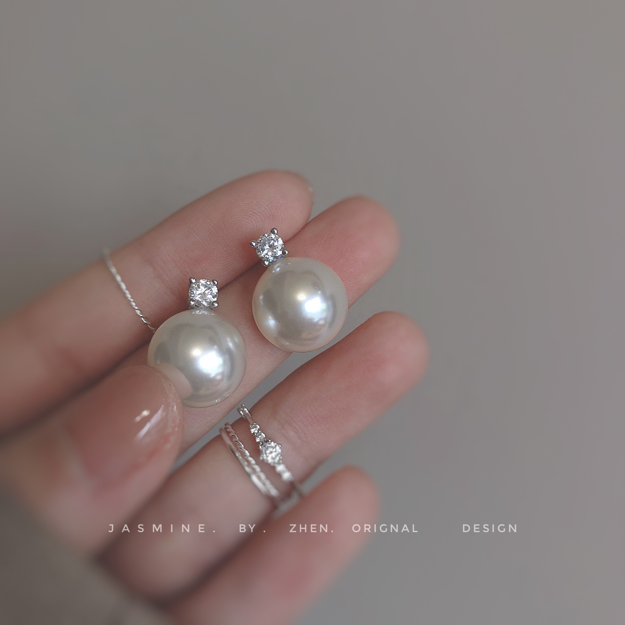 925纯银奥地利人造珍珠珍珠耳钉