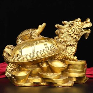 铜龙龟摆件纯铜八卦金钱龟母子龟铜制神兽家居玄关办公室桌装饰品