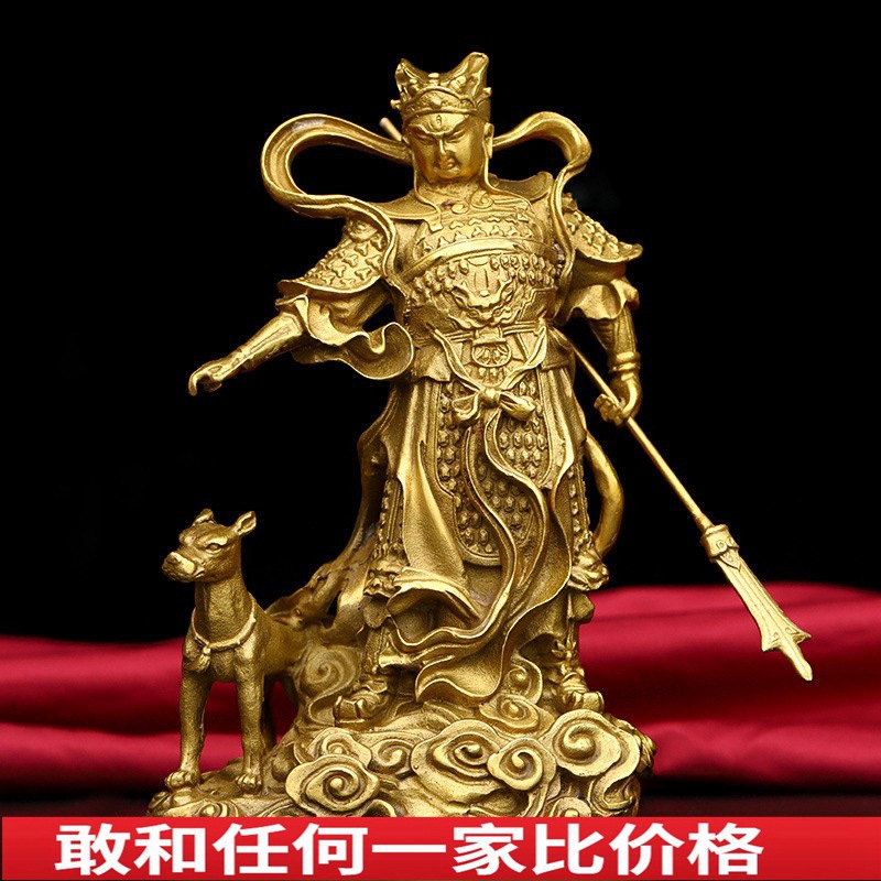 纯铜二郎神摆件杨戬铜像二郎真君铜像佛像大号铜器吉祥家居工艺品虎窝淘 