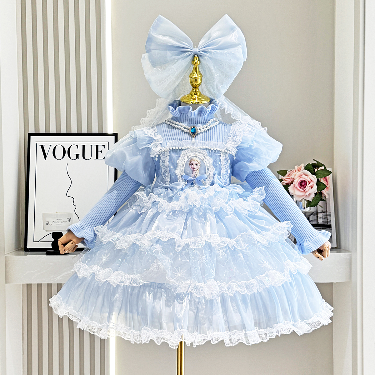 女童爱莎公主裙秋冬款加厚公主裙