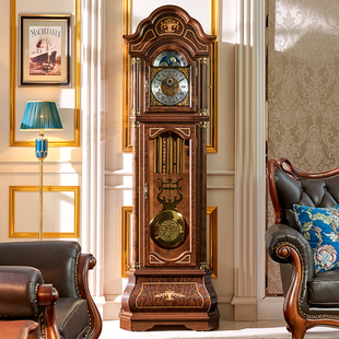机械座钟中式 复古古典摆钟美式 落地钟客厅别墅立式 德国赫姆勒欧式