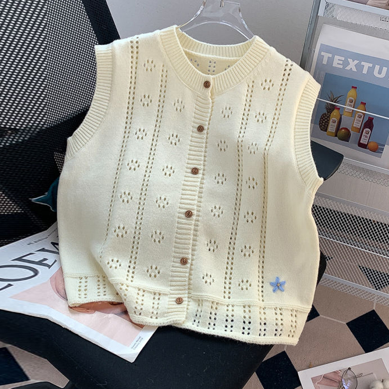 镂空针织毛线背心叠穿小马甲女