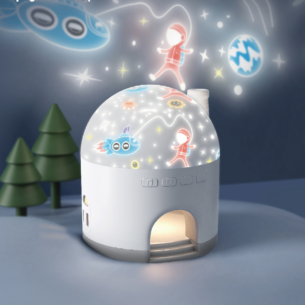 雪屋投影灯旋转星空音乐小夜灯