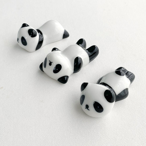 唯物生活熊猫托筷家用陶瓷创意托筷枕放筷子的架子可爱迷你小摆件