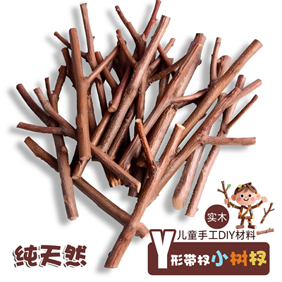 手工小树杈DIY儿童Y型干树叉原木实木材料天然装饰摆件幼儿园站杆