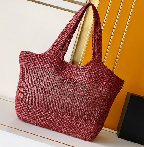 新款时尚百搭单肩包手提包女真皮草编手袋leather bag women men
