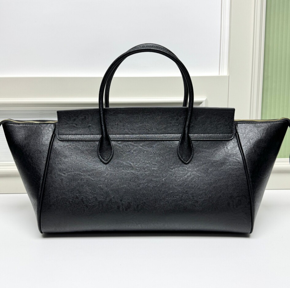 弯拉链时尚百搭职场女包手提大包真皮笑脸双翼leather bag women