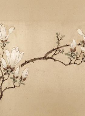 包邮  文徵明 白玉兰图卷 宣纸画芯古画原作高清复制 27.9X232cm