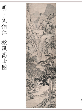 明文伯仁松风高士图古代山水人物画立轴真迹高清宣纸微喷复制画心
