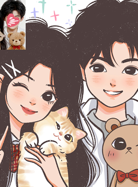 Q版手绘头像定制卡通形象设计漫画人物绘画照片转动漫情侣画头像