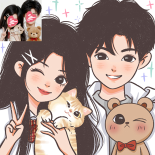 Q版 手绘头像定制卡通形象设计漫画人物绘画照片转动漫情侣画头像