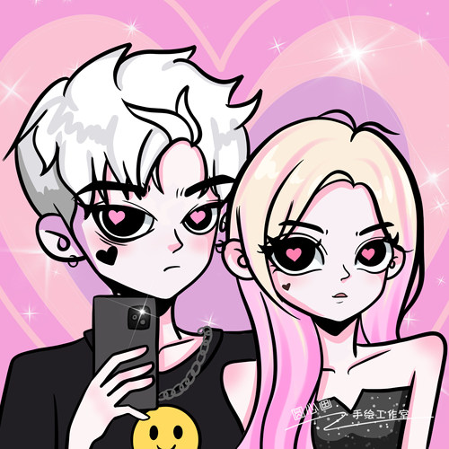 情侣真人照片头像卡通