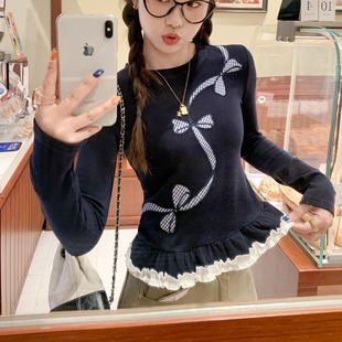 修身 t恤女秋冬加绒打底内搭短款 上衣 韩系宝蓝色芭蕾风长袖 曾小咸