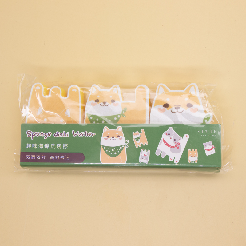 刷碗海绵卡通猫狗现货批发百洁布