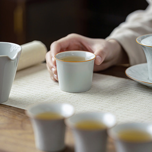 家用功夫茶具闻香杯单杯品茗杯 皓澜庭创意手工陶瓷茶杯主人杯中式