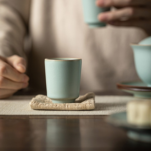 仿宋天青汝窑茶杯主人杯家用单个陶瓷个人专用喝茶功夫茶具品茗杯
