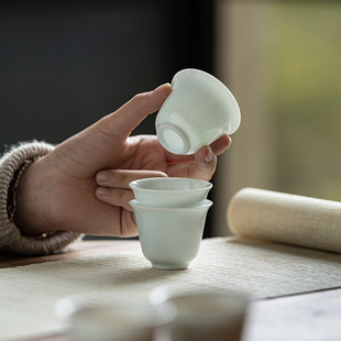 家用待客主人杯个人专用功夫茶具品茗杯 皓澜庭影青复古喝茶杯中式