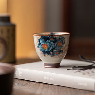 皓澜汝窑主人杯茶杯家用品茗杯大容量高足圆简杯陶瓷茶具待客杯