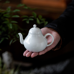 手工甜白泡茶壶陶瓷复古思亭壶家用功夫茶具小品茶壶过滤单壶 中式