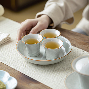 家用功夫茶具茶点盘壶承台 皓澜庭陶瓷复古壶承盖碗托盘干泡台中式