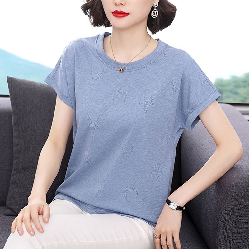 纯棉短袖t恤女士装夏季2023年新款大码显瘦宽松妈妈小衫体恤上衣_婷婷家实拍女装店_女装/女士精品-第2张图片-提都小院