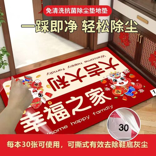 绝不留胶2026新款一次性除尘地毯地垫懒人去除鞋底灰尘及毛屑地垫
