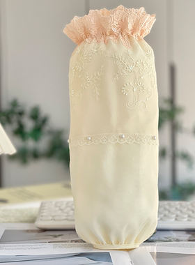 黄色双层蕾丝袖套防污办公工作纯棉刺绣护袖头羽绒服学习袖筒防污