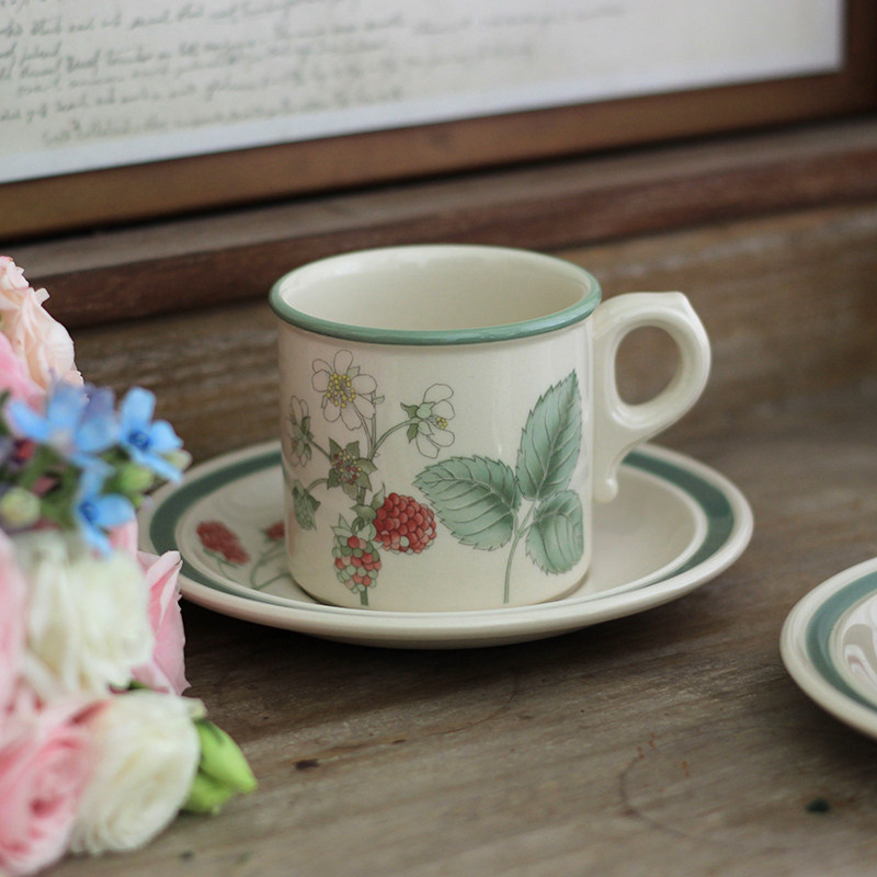 Retro中古英国产Wedgwood树莓咖啡杯碟红茶杯礼物下午茶复古清新