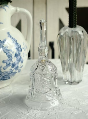中古英国产手工切割水晶玻璃摇铃圣诞餐铃摆件装饰下午茶礼物